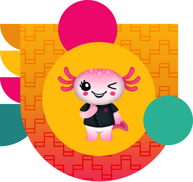 Chef winking with abstract shapes